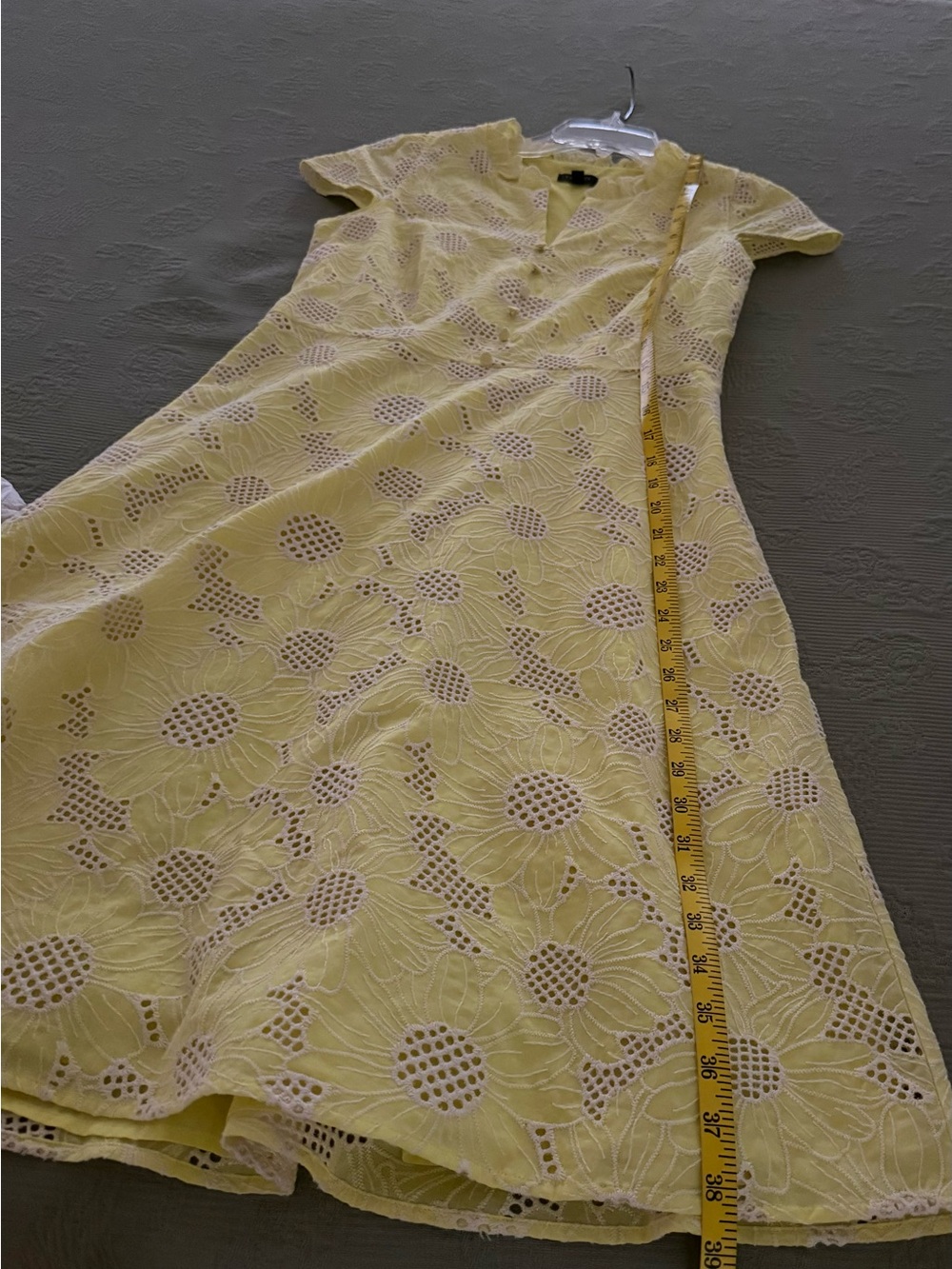 Talbots Sunny Yellow Lace Fit & Flare Dress - Picture 5 of 7